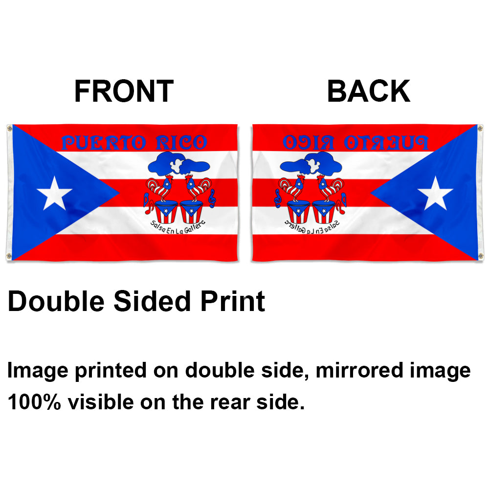 Puerto Rico Boricua Salsa En La Gallera Premium Flag Banner – FyonShop