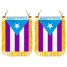 Puerto Rico Pride Mini Car Rearview Mirror Flag Banner Light Blue Banner - 2PC