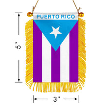 Puerto Rico Pride Mini Car Rearview Mirror Flag Banner Light Blue Banner - 2PC