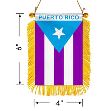 Puerto Rico Pride Mini Car Rearview Mirror Flag Banner Light Blue Banner - 2PC