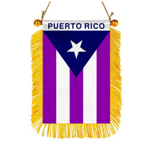 Puerto Rico Pride Mini Car Rearview Mirror Flag Navy Blue Banner-2PC