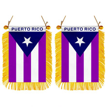 Puerto Rico Pride Mini Car Rearview Mirror Flag Navy Blue Banner-2PC