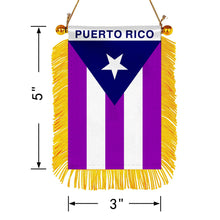 Puerto Rico Pride Mini Car Rearview Mirror Flag Navy Blue Banner-2PC