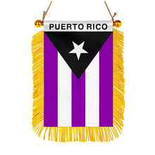 Puerto Rico Pride Mini Car Rearview Mirror Flag Banner - 2PC