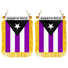 Puerto Rico Pride Mini Car Rearview Mirror Flag Banner - 2PC