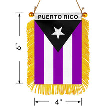 Puerto Rico Pride Mini Car Rearview Mirror Flag Banner - 2PC