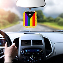 Puerto Rico Rainbow Pride Mini Car Rearview Mirror Flag Banner-2PC