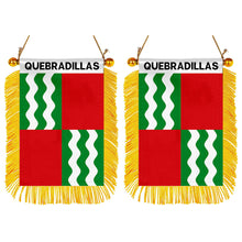 Quebradillas, Puerto Rico Flag Mini Car Rearview Mirror Flag Banner - 2PC