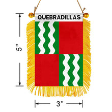 Quebradillas, Puerto Rico Flag Mini Car Rearview Mirror Flag Banner - 2PC