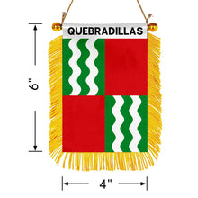 Quebradillas, Puerto Rico Flag Mini Car Rearview Mirror Flag Banner - 2PC