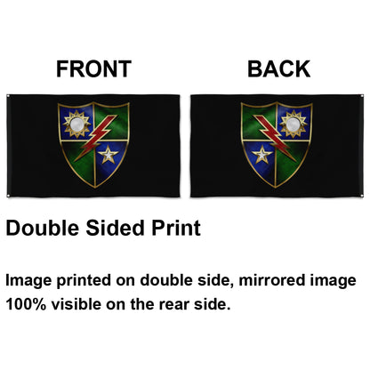 Fyon Rangers Regiment Crest Black Flag Indoor and outdoor banner
