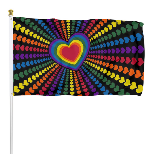 Fyon Rainbow Love Hearts Flag Indoor and outdoor banner