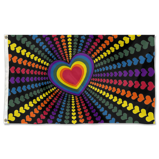 Fyon Rainbow Love Hearts Flag Indoor and outdoor banner