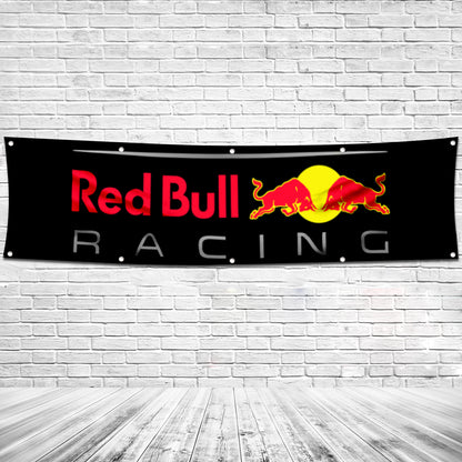 Fyon Red Bull Racing Banner Flag Indoor and Outdoor Banner 2x8ft