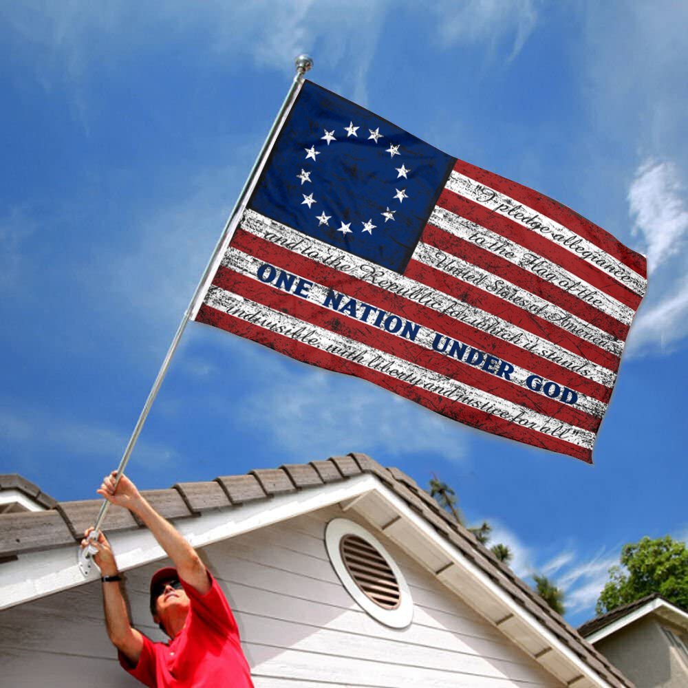 Fyon Retro Stripe One Nation Under God Home Flag United We Stand Distressed American Indoor and outdoor banner 02
