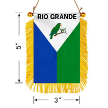 Río Grande, Puerto Rico Flag Mini Car Rearview Mirror Flag Banner - 2PC