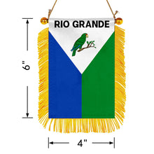 Río Grande, Puerto Rico Flag Mini Car Rearview Mirror Flag Banner - 2PC