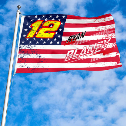 Fyon Ryan Blaney #12 Stars and Stripes Flag Banner