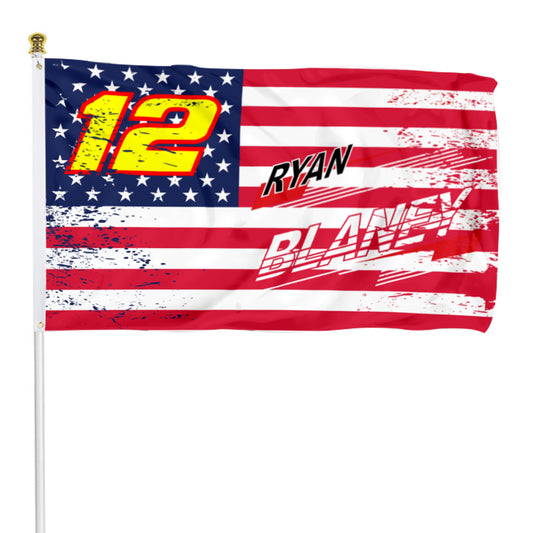 Fyon Ryan Blaney #12 Stars and Stripes Flag Banner