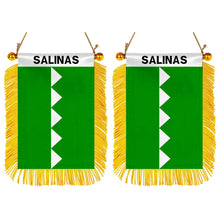 Salinas, Puerto Rico Flag Mini Car Rearview Mirror Flag Banner - 2PC