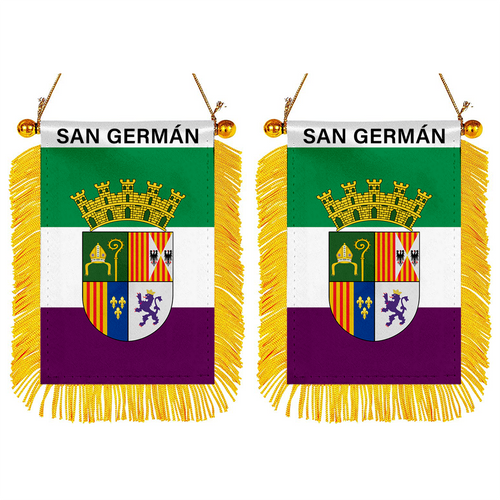 San Germán, Puerto Rico Flag Mini Car Rearview Mirror Flag Banner - 2PC