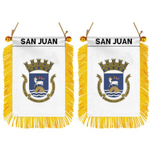 San Juan, Puerto Rico Flag Mini Car Rearview Mirror Flag Banner - 2PC