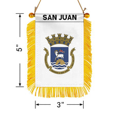 San Juan, Puerto Rico Flag Mini Car Rearview Mirror Flag Banner - 2PC