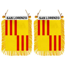 San Lorenzo, Puerto Rico Flag  Mini Car Rearview Mirror Flag Banner - 2PC