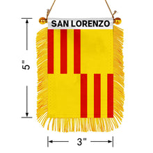 San Lorenzo, Puerto Rico Flag  Mini Car Rearview Mirror Flag Banner - 2PC