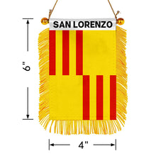 San Lorenzo, Puerto Rico Flag  Mini Car Rearview Mirror Flag Banner - 2PC