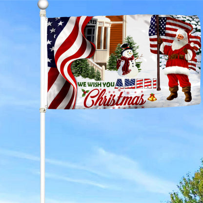 FyonSanta Claus US We Wish You Ameri Christmas Flag 41348 Indoor and outdoor banner