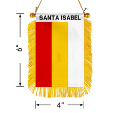 Santa Isabel, Puerto Rico Flag  Mini Car Rearview Mirror Flag Banner - 2PC