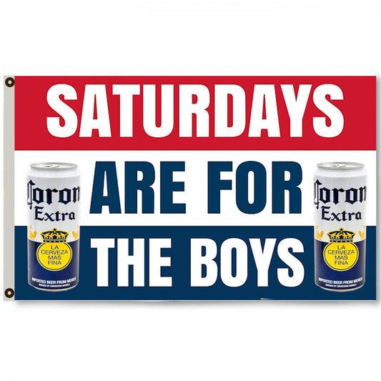Fyon Saturdays are for the boys Corona Beach Miles Away Novelty Flag Banner 3x5ft