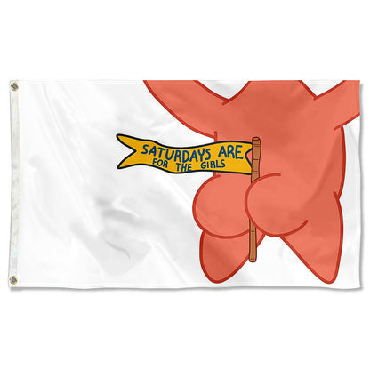 Fyon Saturdays are for the girls patrick star Funny Flag  Indoor and Outdoor Banner
