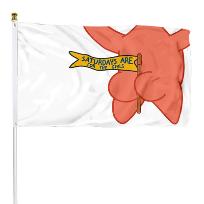 Fyon Saturdays are for the girls patrick star Funny Flag  Indoor and Outdoor Banner