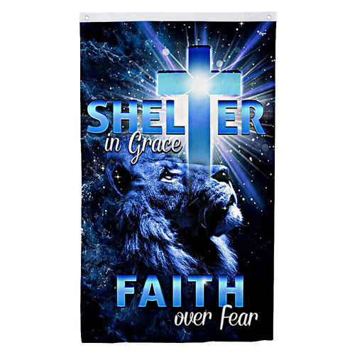 Fyon Shelter In Grace Faith Over Fear Decorative Flag Banner