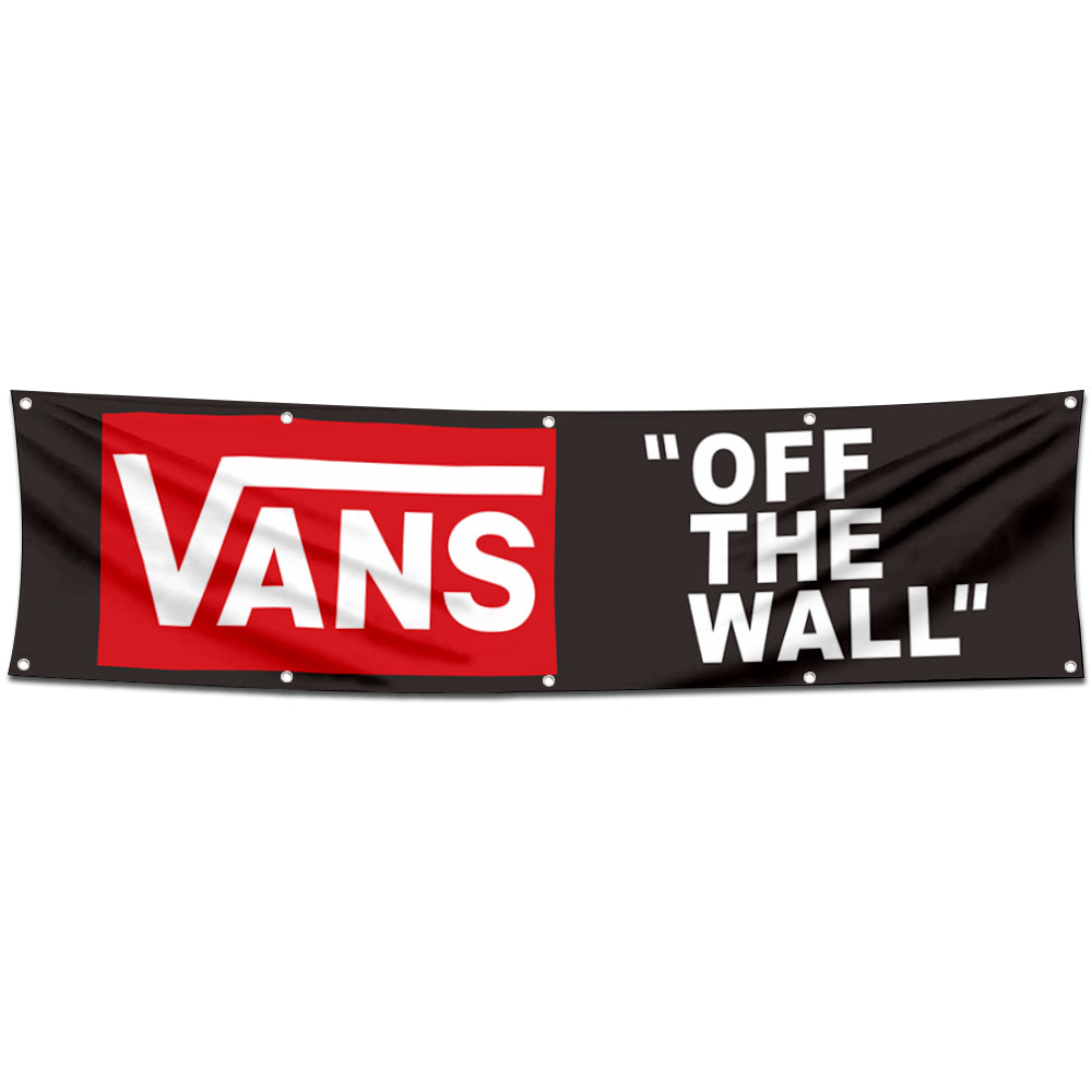 Fyon Skateboarding Shoes Garage Shop Decor Banner Work for Vans Flag 2x8 Feet