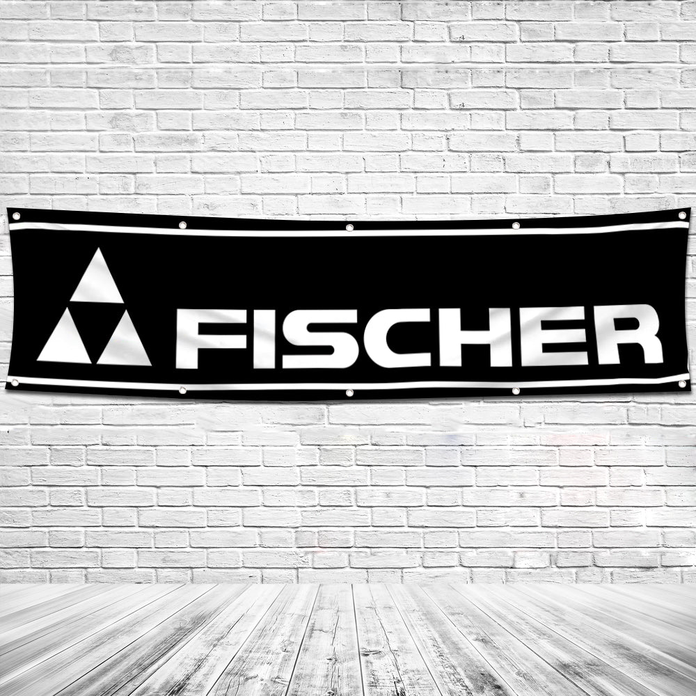 Fyon Skiing Garage Shop Decor Banner Works for Fischer Skis Flag 2x8 Feet
