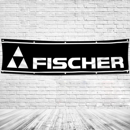 Fyon Skiing Garage Shop Decor Banner Works for Fischer Skis Flag 2x8 Feet