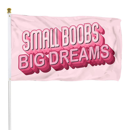 Fyon Small boobs big dreams Funny Flag Indoor and Outdoor Banner