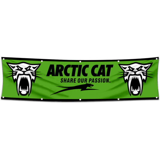Fyon Snowmobiles Garage Shop Decor Banner Works for Arctic Cat Share our Passion Flag 2x8 Feet