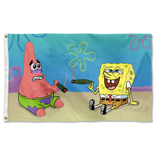 Fyon Sponge Bob & Patrick Smoking Joint Flag Indoor and outdoor banner