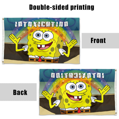 Fyon Spongebob Intoxication Rainbow Flag Indoor and outdoor banner