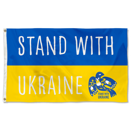 Fyon Stand With Ukraine Peace Flag White Indoor and outdoor banner 40111
