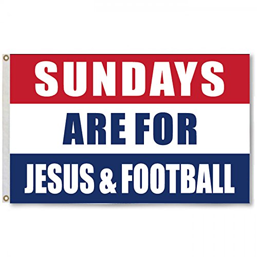 Fyon Sundays are for Jesus and Football Flag Banner 3X5 Feet