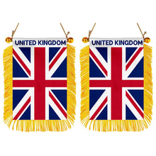 United Kingdom Mini Car Rearview Mirror Flag Banner - 2PC