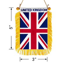 United Kingdom Mini Car Rearview Mirror Flag Banner - 2PC