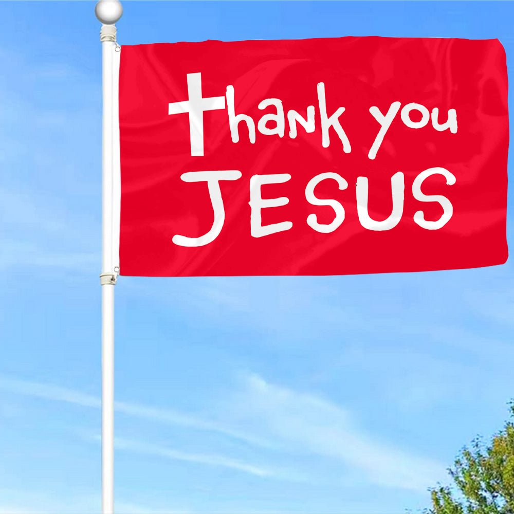 Fyon Thank You JESUS Flag Banner Red Indoor and outdoor banner