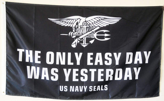 Fyon The Only Easy Day was Yesterday Banner Flag US Navy Seals Military USA