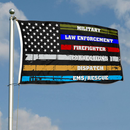 Fyon Thin Blue Line Red Line Fire Police Military Dispatch Corrections Flag Indoor and outdoor banner 2240813